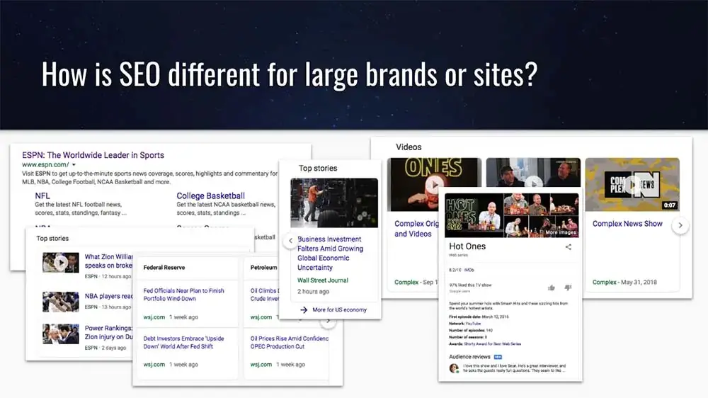 How is SEO different or similar for large brands or sites?