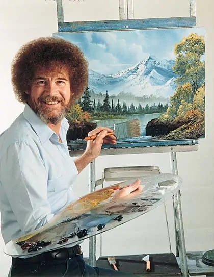 a picture of Bob Ross that is used in the photoshop thumbnail example