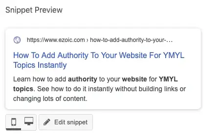 Meta Snippet Preview