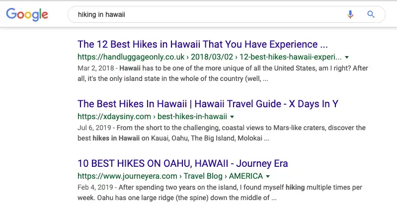 Best hikes in hawaii google search results