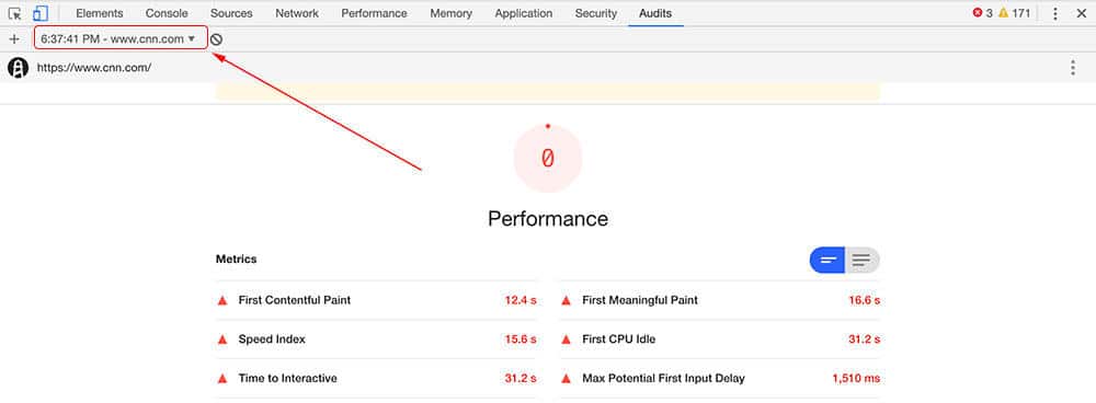 CNN performance score - website speed threshold