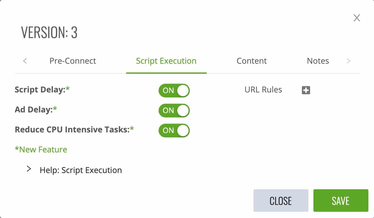 Site Speed Script Execution