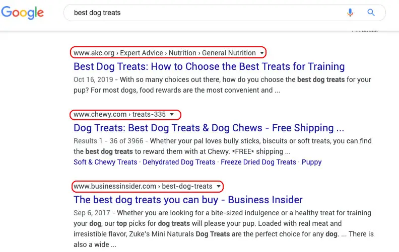 Competitive Google SERP with authority sites in top results