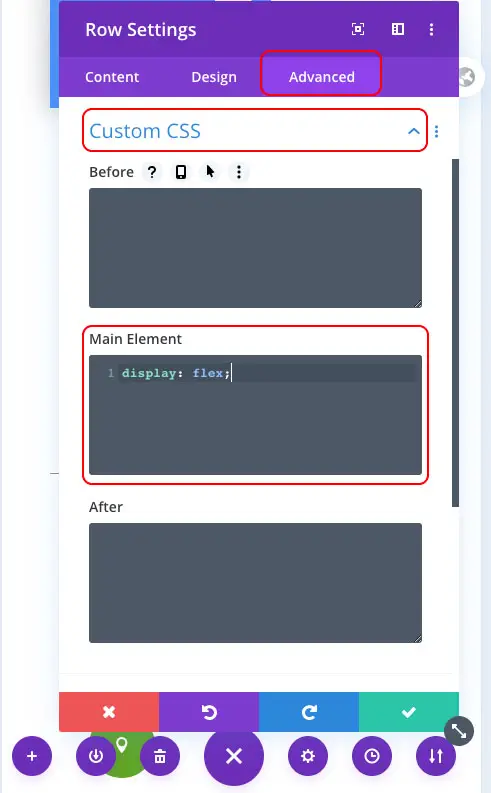 Add custom CSS to the row