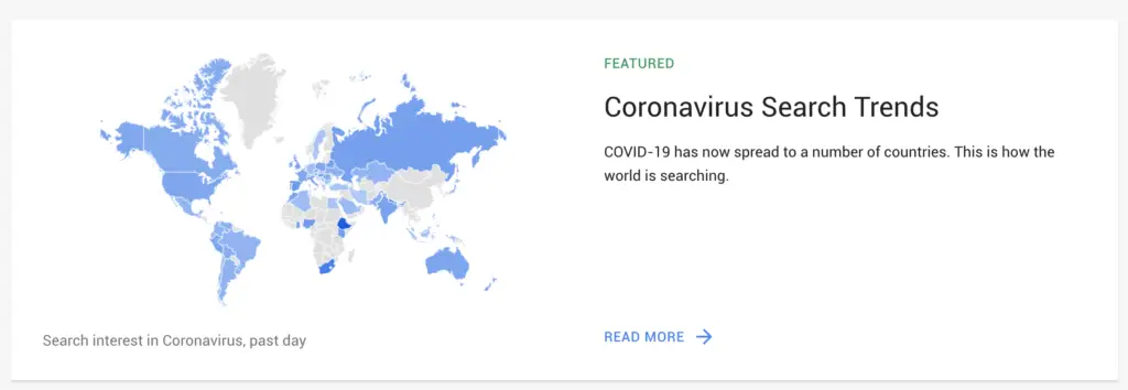 Coronavirus organic search trends on Google Trends