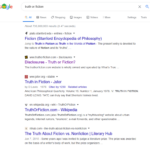 "Truth or fiction" query pulls up an entry from Stanford that defines "fiction". Does Google really think this is what people are searching for?