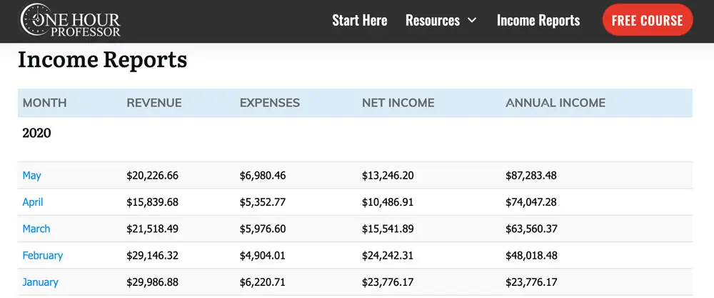 One Hour Professor's Income reports: why display ads are the best business model