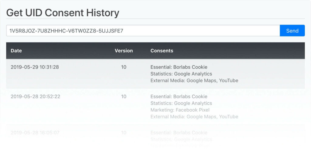 Borlabs consent history