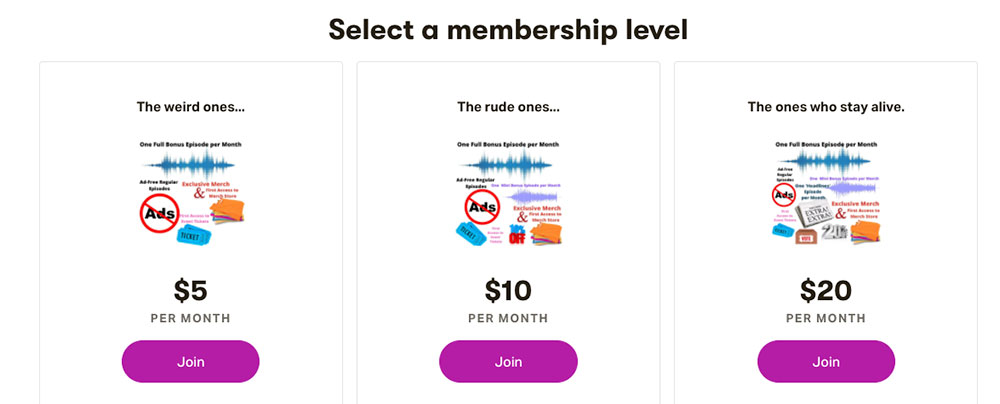 Crime Junkie podcast membership levels